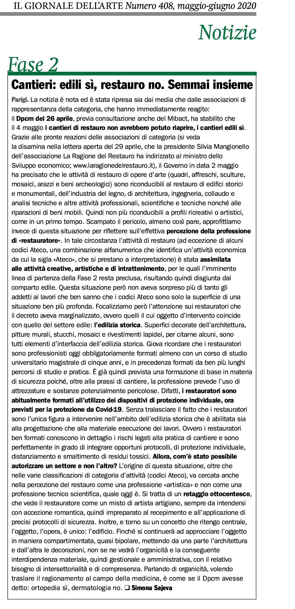 Il Giornale dell’Arte 05-06/2020